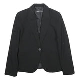 ZARA Womens Black Blazer Jacket UK 8 Woven Classic Button Closure Tailored