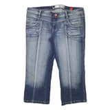 LADY DUTCH Womens Denim Blue Cotton Blend Casual Shorts XL W34 Faded Wash