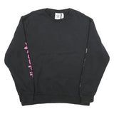 ADIDAS Mens Black Crew Neck Sweatshirt L Pink Logo Graphic Print