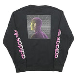 ADIDAS Mens Black Crew Neck Sweatshirt L Pink Logo Graphic Print