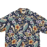 CAMPIA Mens Navy Floral Rayon Shirt L Tropical Hawaiian Summer Beachwear