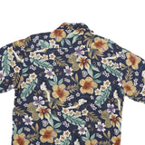 CAMPIA Mens Navy Floral Rayon Shirt L Tropical Hawaiian Summer Beachwear