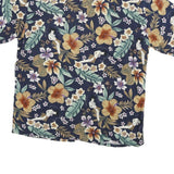 CAMPIA Mens Navy Floral Rayon Shirt L Tropical Hawaiian Summer Beachwear