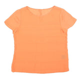 Womens Orange Basic Top Short Sleeve Round Neck Plain M Lightweight Summer