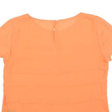 Womens Orange Basic Top Short Sleeve Round Neck Plain M Lightweight Summer