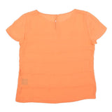 Womens Orange Basic Top Short Sleeve Round Neck Plain M Lightweight Summer