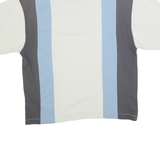 LETS GO Mens Cream & Blue Striped Short Sleeve Polo Shirt L Cotton Blend Casual