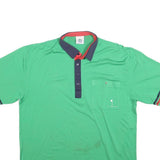 NEW FAST Mens Green Navy & Red Short Sleeve Plain L Cotton Blend Polo Shirt
