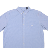 CHAPS Mens Blue Plain Cotton Blend Short Sleeve Shirt XL Button Down Collar