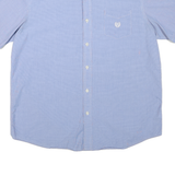 CHAPS Mens Blue Plain Cotton Blend Short Sleeve Shirt XL Button Down Collar