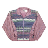 OUT BROOK Womens Purple & Multi Colour Pattern Nylon Jacket L Zip Casual Retro