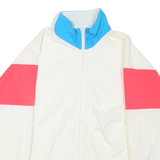 Mens White & Blue & Pink Colourblock Zip Jacket XL Polyester Blend Lightweight