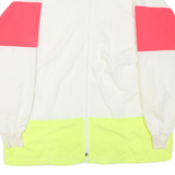 Mens White & Blue & Pink Colourblock Zip Jacket XL Polyester Blend Lightweight