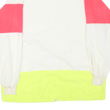 Mens White & Blue & Pink Colourblock Zip Jacket XL Polyester Blend Lightweight