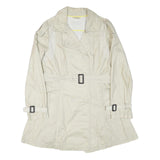 DKNY Womens Cream Button Closure Polyester Blend Jacket L Classic Lightweight