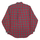 NAUTICA Mens Red & Green Check Shirt L Cotton Blend Long Sleeve Button Collar