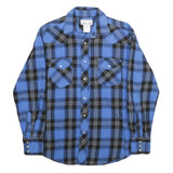 WRANGLER Mens Blue & Black Check Shirt M Classic Cotton Western Style Long