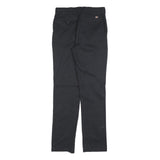 DICKIES Womens Cotton Blend Slim Black Trousers W28 L32 Zip Classic