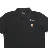 CARHARTT Mens Black Polo Shirt Cotton Blend Short Sleeve Pocket L Logo