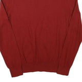 TOMMY HILFIGER Mens Red Plain Cotton Blend Jumper Crew Neck M Classic Knitwear