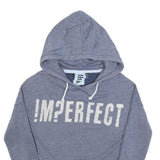 IMPERFECT Womens Blue Heather Hoodie S Cotton Blend Pullover Cropped Hooded