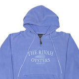 AUSTINS Mens Blue Pullover Hoodie S The Rivah Oysters Print ¼ Zip Cotton Blend
