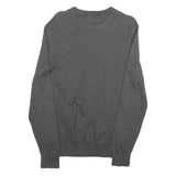 CALVIN KLEIN Mens Grey Plain Cotton Crew Neck Basic Knit Jumper S Soft Casual
