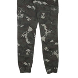 PACOS Boys Cotton Blend Slim Cargo Trousers Black Grey Camo W28 L30 Drawstring