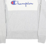 CHAMPION REVERSE WEAVE Mens Grey & Blue Logo Crew Neck S Sweatshirt