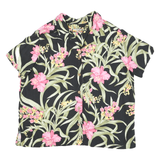 HAVANA JACK Womens Black Green & Pink Floral Print Shirt M Summer Casual