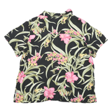 HAVANA JACK Womens Black Green & Pink Floral Print Shirt M Summer Casual