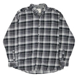 WEATHERPROOF Mens Black & Grey Checked Shirt 2XL Cotton Blend Button Down Long