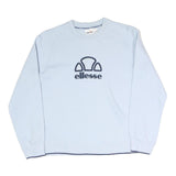 ELLESSE Womens Blue Crew Neck UK 12 Cotton Blend Sweatshirt Casual Pullover