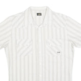 LEE Mens White Patterned Short Sleeve Shirt M Button Front Casual Summer