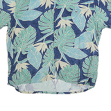 ISLAND SHORES Mens Blue Green Beige Tropical Leaf Print Cotton Blend Shirt 2XL