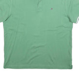 TOMMY HILFIGER Mens Green Short Sleeve Plain L Cotton Blend Polo Shirt