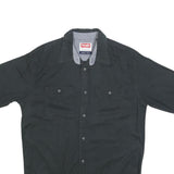 WRANGLER Mens Black & Grey Cotton Blend Short Sleeve Shirt S Casual Lightweight