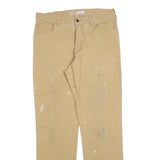 CARHARTT Mens Cotton Blend Beige Relaxed Straight Trousers W34 L34 Workwear
