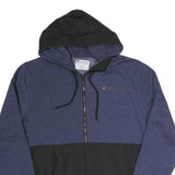 CHAMPION Mens Blue & Black Zip Hooded Hoodie L Cotton Blend Casual Sportswear