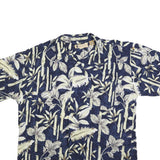 IMPRINTS Mens Blue & Cream Rayon Hawaiian Shirt 2XL Tropical Print Short Sleeve