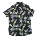 Mens Black & Yellow Pineapple Print Casual Shirt L Cotton Blend Short Sleeve