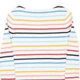 TOMMY HILFIGER Womens White & Multi Stripe Pattern Plain Crew Neck Basic Knit