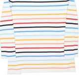 TOMMY HILFIGER Womens White & Multi Stripe Pattern Plain Crew Neck Basic Knit