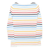 TOMMY HILFIGER Womens White & Multi Stripe Pattern Plain Crew Neck Basic Knit