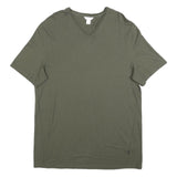 CALVIN KLEIN Mens Green V-Neck Short Sleeve Cotton Blend Top L Casual