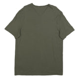 CALVIN KLEIN Mens Green V-Neck Short Sleeve Cotton Blend Top L Casual