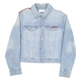 TOMMY HILFIGER Womens Blue Denim Button Jacket M Cotton Blend Colourblock Casual