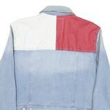 TOMMY HILFIGER Womens Blue Denim Button Jacket M Cotton Blend Colourblock Casual
