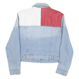 TOMMY HILFIGER Womens Blue Denim Button Jacket M Cotton Blend Colourblock Casual