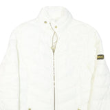 BARBOUR Womens White Quilted Jacket UK 10 Polyester Blend Zip Casual Lightweight